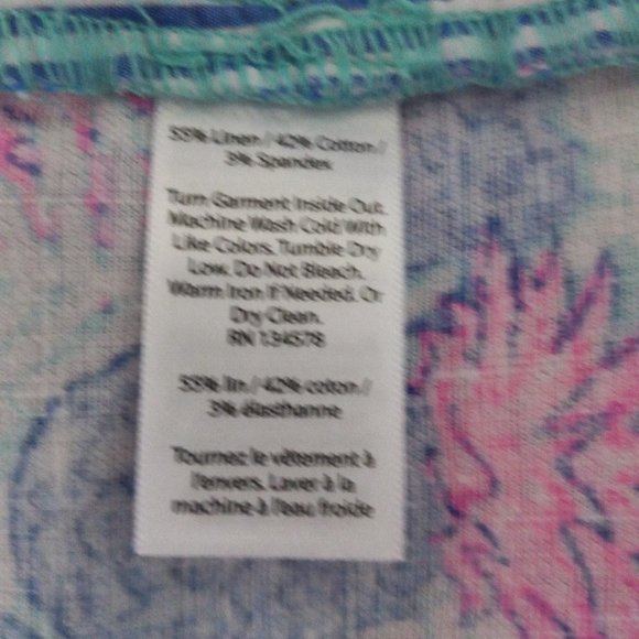 Vineyard Vines Cropped Pants Women’s 2 Linen Blend Pineapple Blue Pink NWT - Picture 13 of 16